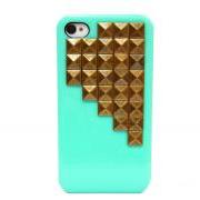Brass Bronze Pyramid Stud Light Green Hard Case Cover For Apple iPhone 4 Case, iphone 4G Case, iphone 4S case B5P