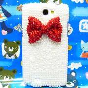 Bling Pearl Bow Samsung Galaxy Note II case, Samsung N7100 Galaxy Note 2 case, Crystal Red Bow Samsung N7100 Galaxy Note 2 case A1