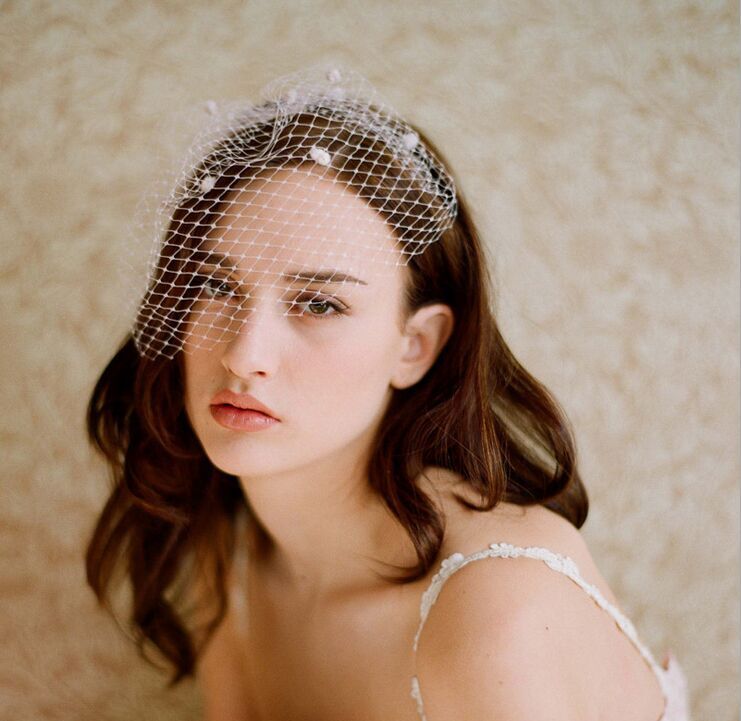 Wedding Bridal Ivory White Net Netting Birdcage Hair Accessories